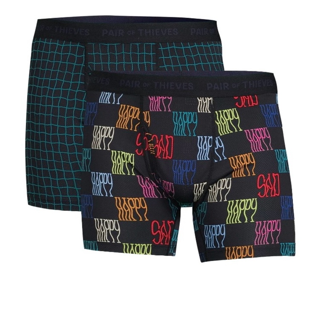 Pair of Thieves Men’s SUPERFIT Happy Deep Ocean Boxer Briefs, 2-pack S